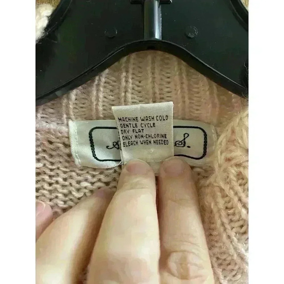 Vintage Ashley S Pink White Heathered Knit Sweater With Pearl Button Mock Neck S - Picture 11 of 14